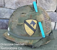 Image 7 of Vietnam M-1C Helmet & Paratrooper liner Mitchell Camo Cover DEATH FROM ABOVE