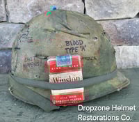 Image 4 of Vietnam M-1C Helmet & Paratrooper liner Mitchell Camo Cover DEATH FROM ABOVE