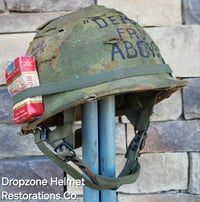 Image 5 of Vietnam M-1C Helmet & Paratrooper liner Mitchell Camo Cover DEATH FROM ABOVE