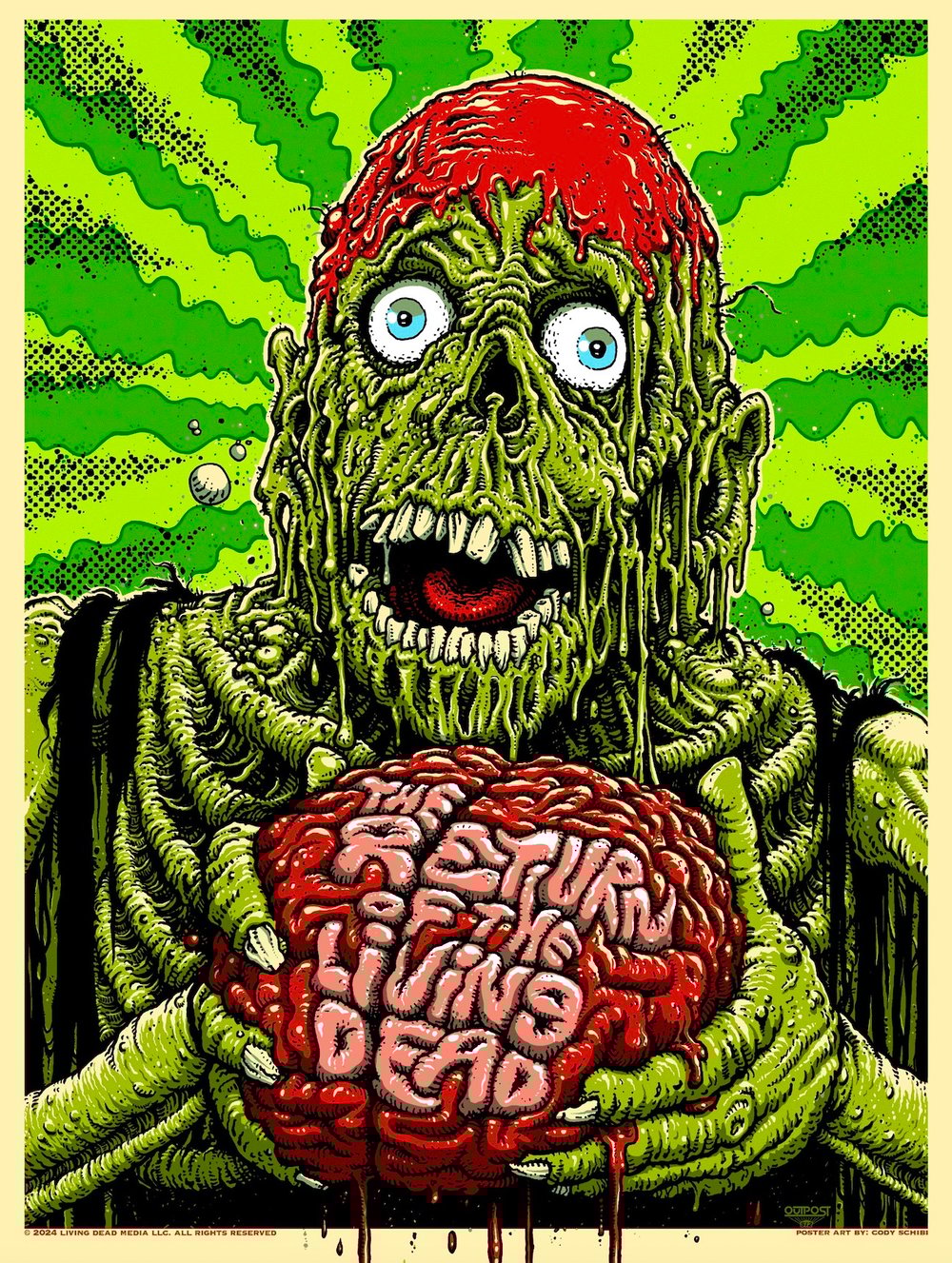 The Return of the Living Dead - 18 x 24 Offically Licensed LIMITED Screen Print (Hand Embelllished)