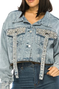 Image 1 of Glam Rock Denim Crop Jacket