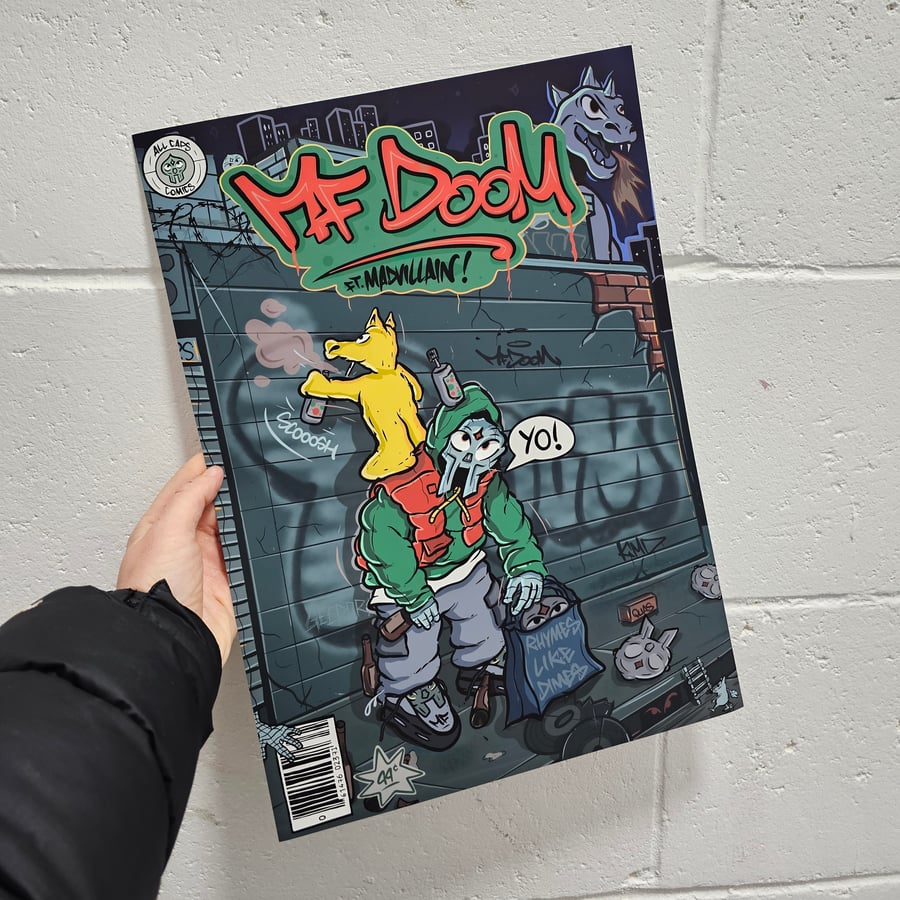 Image of MF DOOM ALL CAPS COMICS PRINT