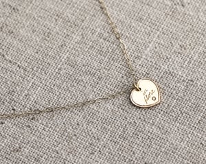 Image of 9ct gold Latin engraved Heart necklace with diamond