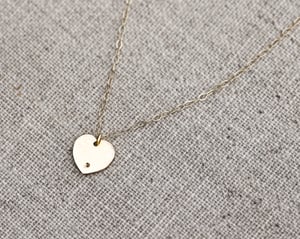 Image of 9ct gold Latin engraved Heart necklace with diamond