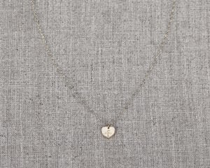 Image of 9ct gold Latin engraved Heart necklace with diamond