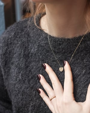 Image of 9ct gold Latin engraved Heart necklace with diamond