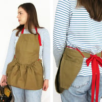 Image 4 of NEW! Gardening Apron with Harvesting Pouch and Pockets for Secateurs and Phone. Tan Canvas