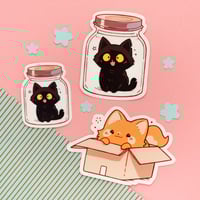 STICKERS - Cat in jar, Cat in box (S21)