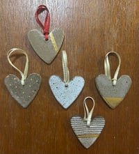 Image 1 of CERAMIC HEARTS (Set of 5 - Dark and Gold A)