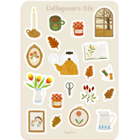 Image 1 of planche de stickers cottagecore life