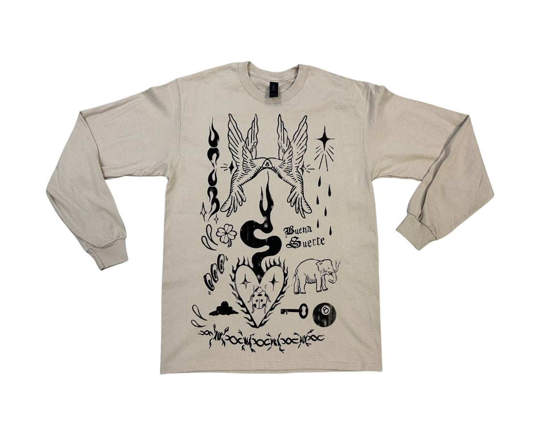 Image of NEW Screen Printed "Buena Suerte" Long Sleeve Tee