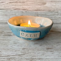 Image 1 of CALM Aquamarine Ceramic Candle/Trinket Dish