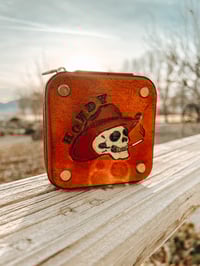 Image 1 of Travel Jewelry Box - Leather Cowboy Patch