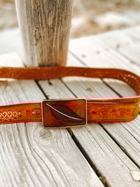 Image 3 of Vintage Leather belt with Handmade Leather Belt Buckle
