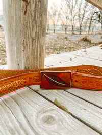 Image 4 of Vintage Leather belt with Handmade Leather Belt Buckle