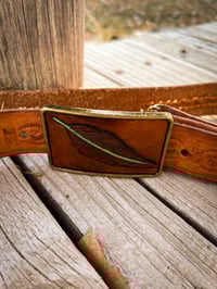 Image 2 of Vintage Leather belt with Handmade Leather Belt Buckle