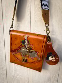 Image 2 of Handmade Leather Bag with Cowboy Skeleton