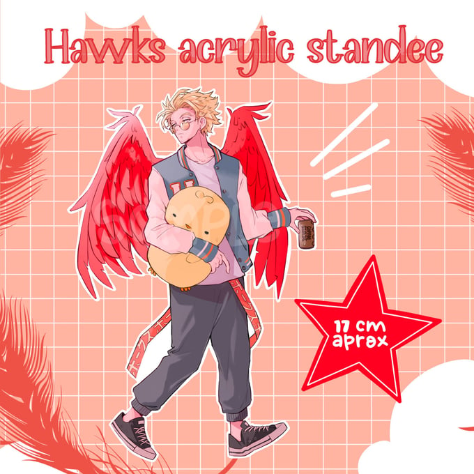 Image of Hawks with plushie | Acrylic Standee