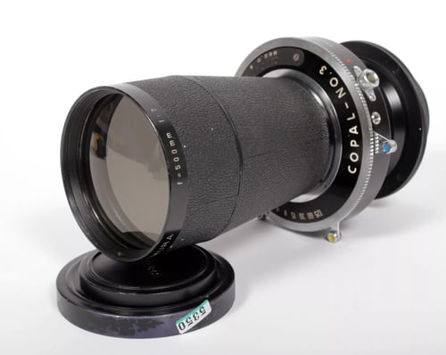 Image of Komura 500mm F7 tele lens in Copal #3 shutter #5350 covers 4X5