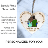 Image 2 of Funny Personalized Couple’s Wooden Christmas Ornament