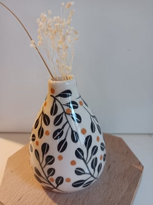 Image of Petit vase feuilles noires