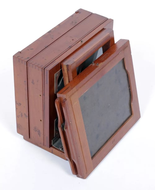 Image of Antique Rochester Optical Co. New Model with lens and holder 4X5 #5404