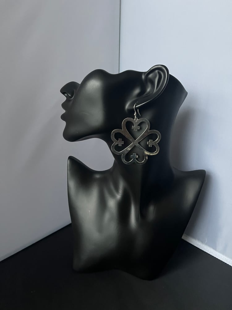 Image of Large silver earrings - god's presence and protection