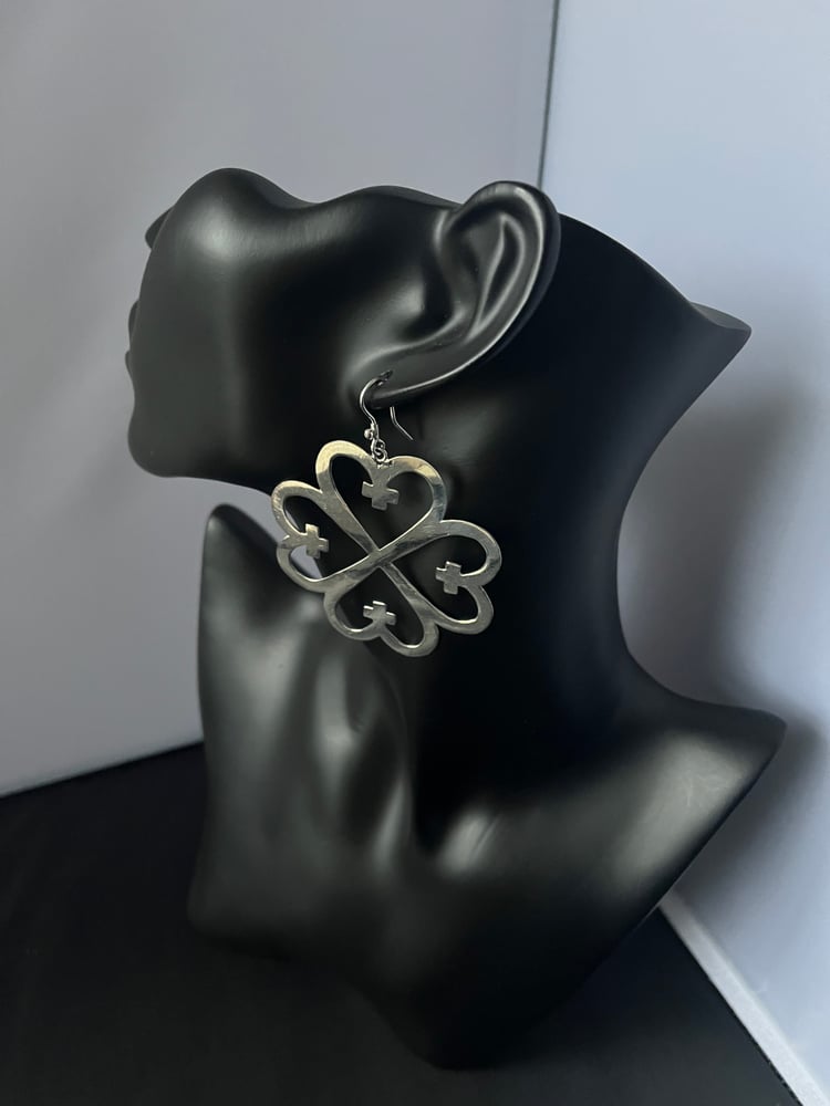 Image of Large silver earrings - god's presence and protection