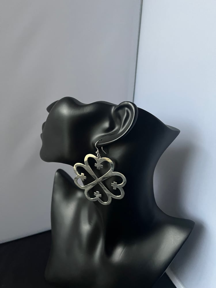 Image of Large silver earrings - god's presence and protection
