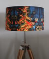 Koi on Cobalt Drum Lampshade by Lily Greenwood (45cm, Standard/Floor Lamp or Ceiling)