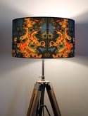 Koi on Cobalt Drum Lampshade by Lily Greenwood (45cm, Standard/Floor Lamp or Ceiling)