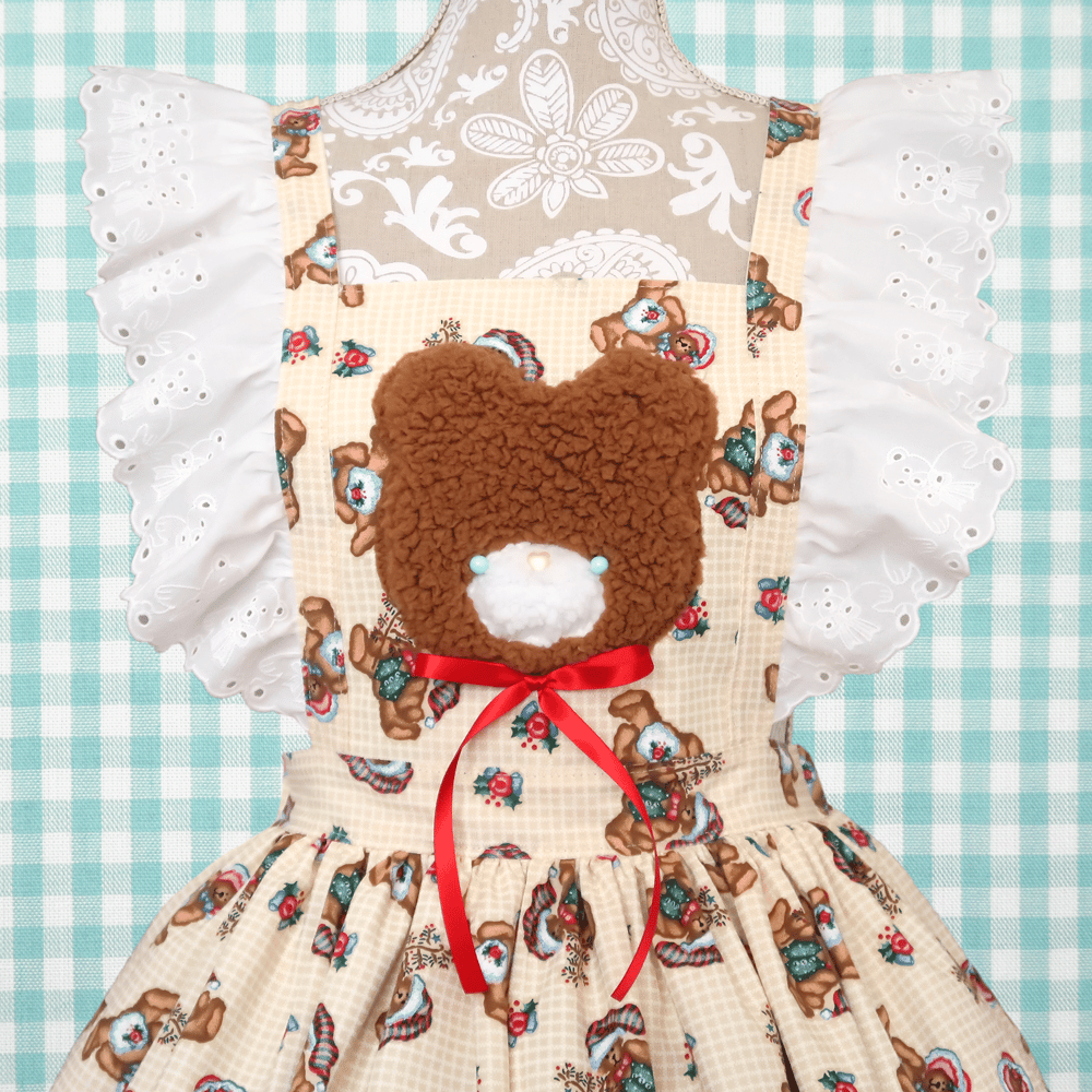 Ruffle Apron Skirt: Winter Bear