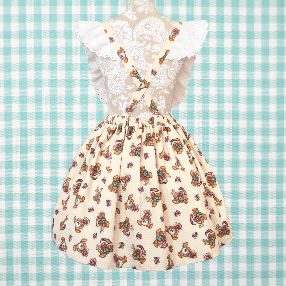 Ruffle Apron Skirt: Winter Bear
