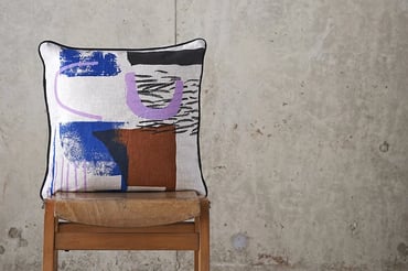 Image of 'Assemble / Configure' Cushion - Terracotta / Pink / Cobalt / Black