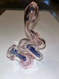 Image 2 of Elegant Pink Glass Sherlock Hammer Pipe - Collectible Smoking Accessory for Tobacco Enthusiasts