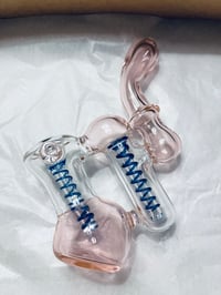 Image 1 of Elegant Pink Glass Sherlock Hammer Pipe - Collectible Smoking Accessory for Tobacco Enthusiasts