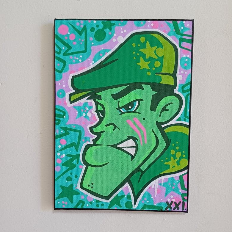 Image of Green bboy original painting 