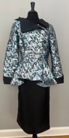 Cherie|  2piece   Skirt Suit (Turquoise/Black) See Description