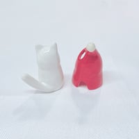 Image 5 of Santa coat white cat ceramic figurine