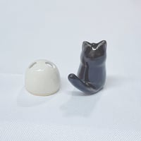 Image 5 of Glow In Dark Black Cat With Skull Mask ceramic Figurine (discount price)