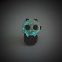 Image 6 of Glow In Dark Black Cat With Skull Mask ceramic Figurine (discount price)