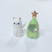 Image 3 of Christmas tree cat ceramic figurine 