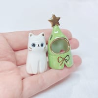 Image 4 of Christmas tree cat ceramic figurine 