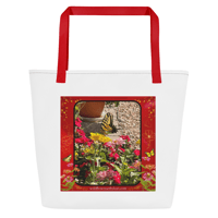 Image 3 of Swallowtail Butterfly on Zinnias - Large Tote Bag