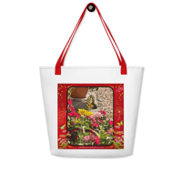 Image 1 of Swallowtail Butterfly on Zinnias - Large Tote Bag
