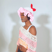 Image 2 of Bow Fluff Hat