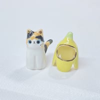 Image 3 of Banana Calico Cat Ceramic Figurine