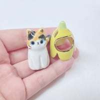 Image 4 of Banana Calico Cat Ceramic Figurine