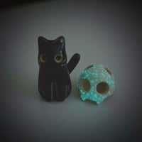 Image 8 of Glow In Dark Black Cat With Skull Mask White Gold Version (discount price)