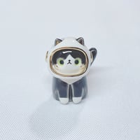 Image 1 of Tuxedo cat with astronaut helmet ceramic figurine